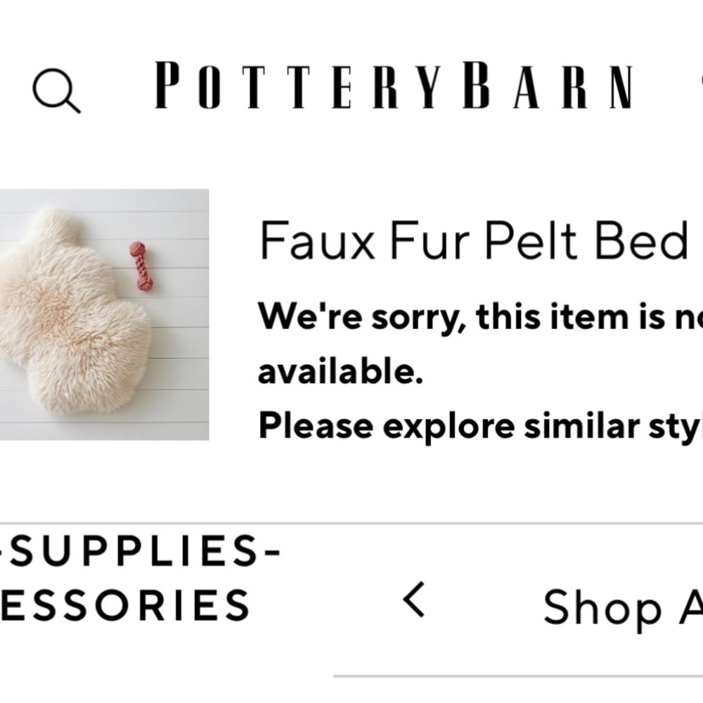 Pottery Barn Ivory Faux Fur Pelt Pet Bed Sold Out New 🐾 - Picture 3 of 3